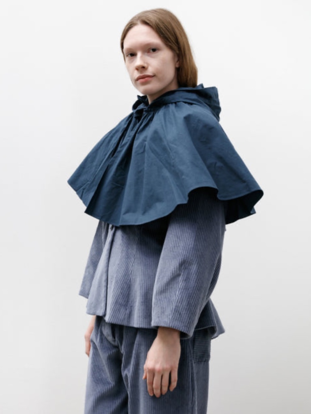Cawley Studio British Drywax Oilskin Cape Dark Navy